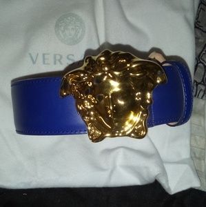 Blue Versace belt